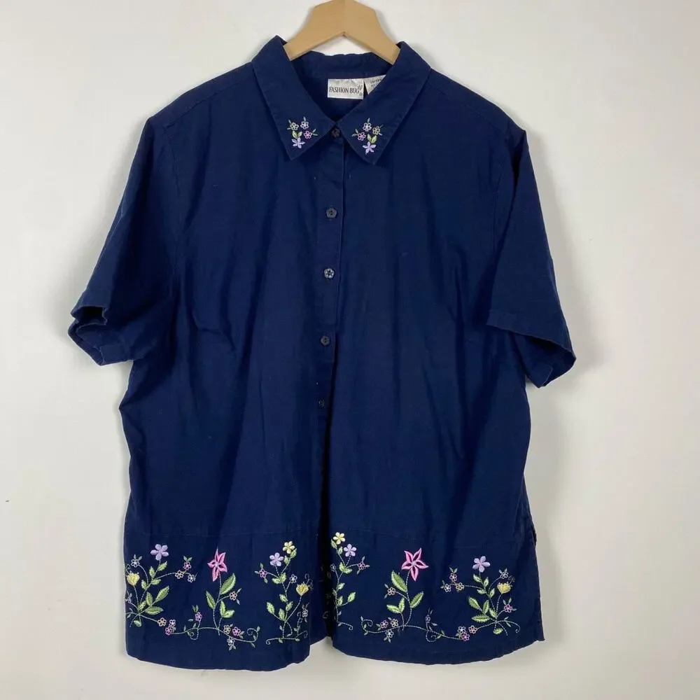 Vintage Fashion Bug Womens Button Up Top Size 26/28 W 4X Grandmacore Prairie - Picture 1 of 10